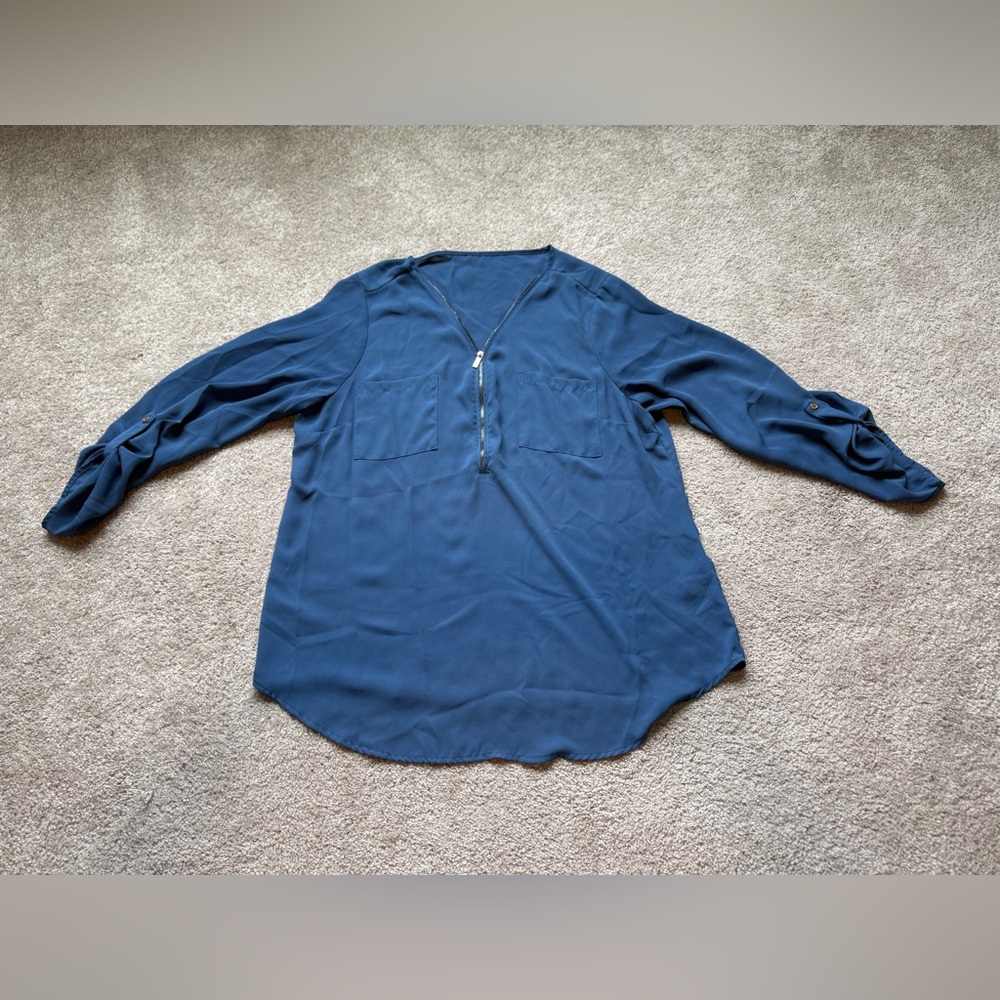 Zip Front Utility Blouse
